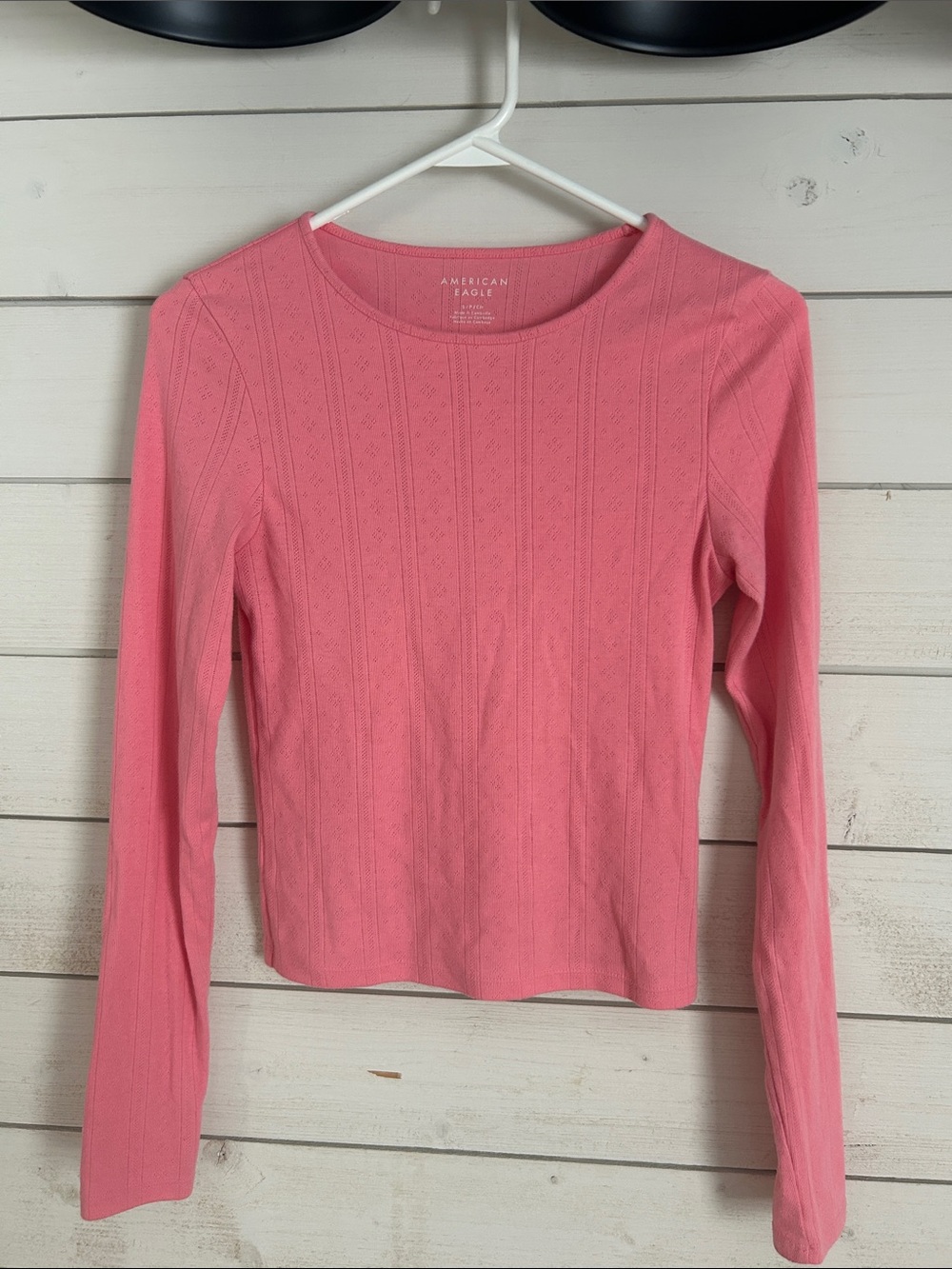 American Eagle pointelle cotton blend cropped tee size small